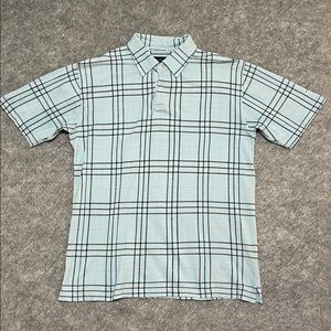 Vintage Burberry Golf Light Blue Check Polo